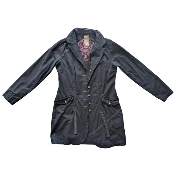 Vintage Groggy Women's Extra Large Black Boho Hippe Button Up Coat - Picture 2 of 5